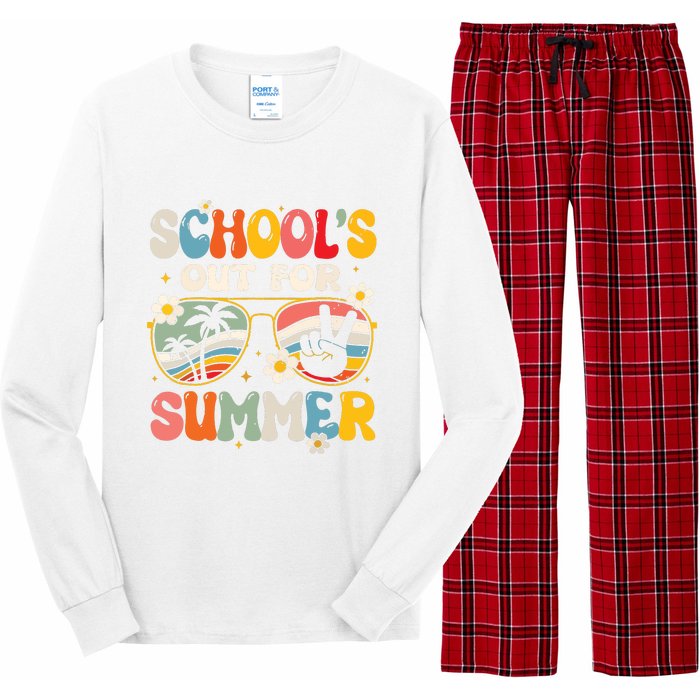 Retro Last Day Of Schools Out For Summer Teacher Boy Girl Long Sleeve Pajama Set