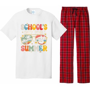 Retro Last Day Of Schools Out For Summer Teacher Boy Girl Pajama Set