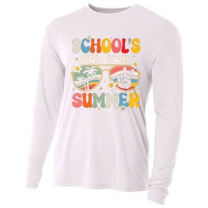 Retro Last Day Of Schools Out For Summer Teacher Boy Girl Cooling Performance Long Sleeve Crew