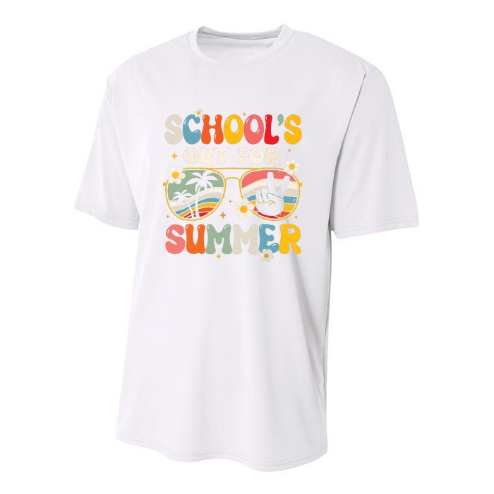 Retro Last Day Of Schools Out For Summer Teacher Boy Girl Youth Performance Sprint T-Shirt