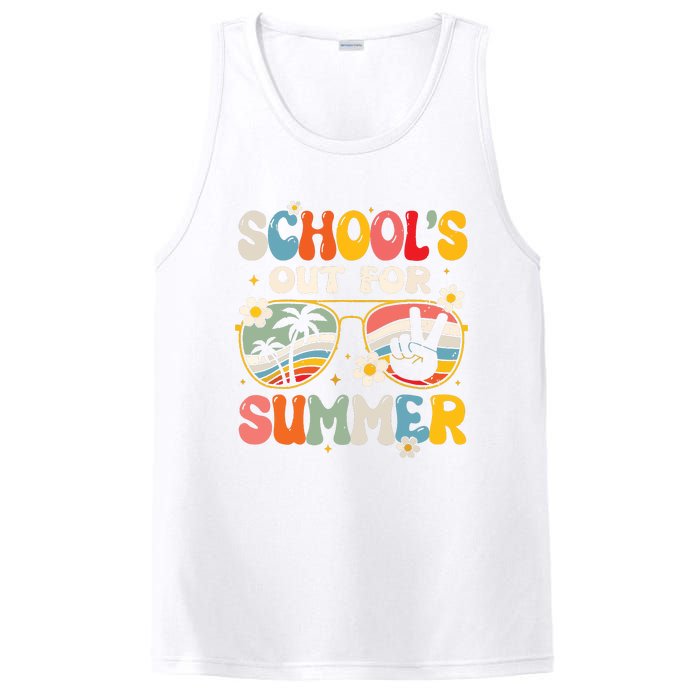 Retro Last Day Of Schools Out For Summer Teacher Boy Girl PosiCharge Competitor Tank