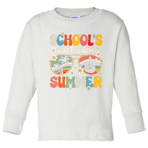 Retro Last Day Of Schools Out For Summer Teacher Boy Girl Toddler Long Sleeve Shirt