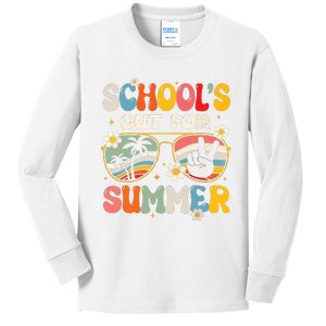 Retro Last Day Of Schools Out For Summer Teacher Boy Girl Kids Long Sleeve Shirt