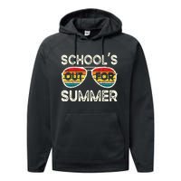 Retro Last Day Of School Schools Out For Summer Teacher Performance Fleece Hoodie