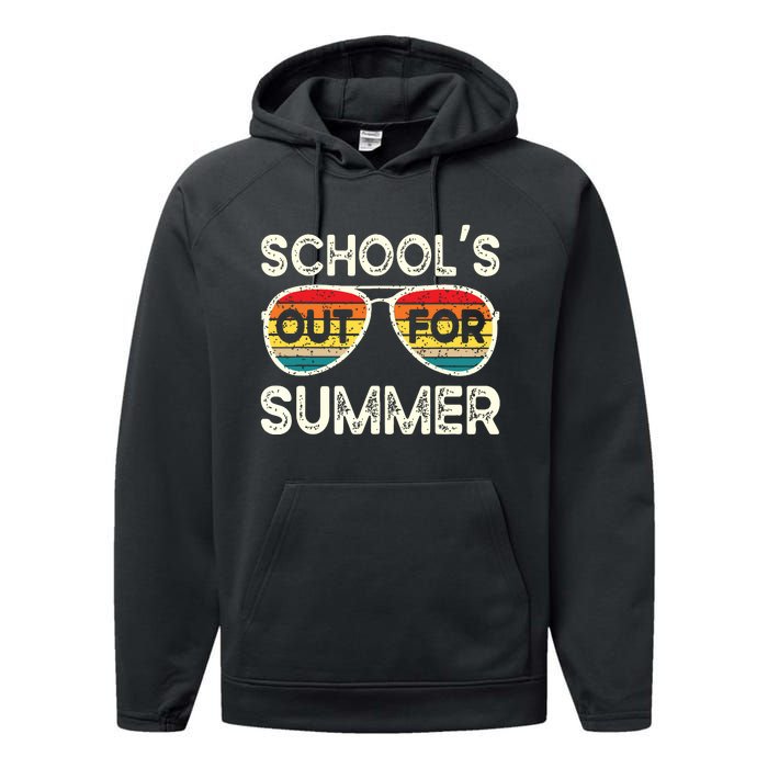 Retro Last Day Of School Schools Out For Summer Teacher Performance Fleece Hoodie