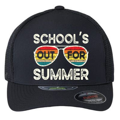 Retro Last Day Of School Schools Out For Summer Teacher Flexfit Unipanel Trucker Cap