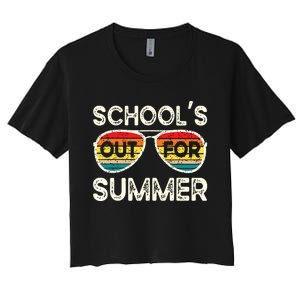 Retro Last Day Of School Schools Out For Summer Teacher Women's Crop Top Tee