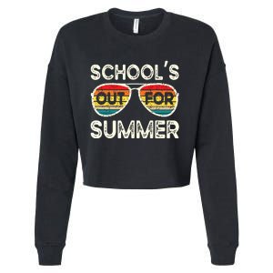 Retro Last Day Of School Schools Out For Summer Teacher Cropped Pullover Crew