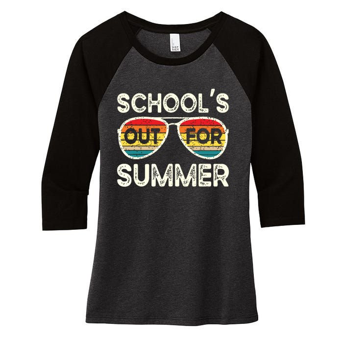 Retro Last Day Of School Schools Out For Summer Teacher Women's Tri-Blend 3/4-Sleeve Raglan Shirt