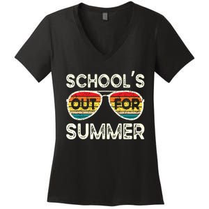 Retro Last Day Of School Schools Out For Summer Teacher Women's V-Neck T-Shirt