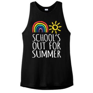 Retro Last Day Of School Schools Out For Summer Teacher Ladies PosiCharge Tri-Blend Wicking Tank