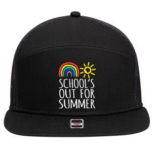 Retro Last Day Of School Schools Out For Summer Teacher 7 Panel Mesh Trucker Snapback Hat