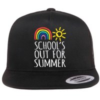 Retro Last Day Of School Schools Out For Summer Teacher Flat Bill Trucker Hat