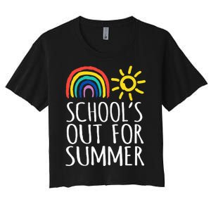 Retro Last Day Of School Schools Out For Summer Teacher Women's Crop Top Tee