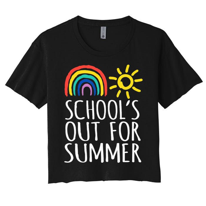 Retro Last Day Of School Schools Out For Summer Teacher Women's Crop Top Tee