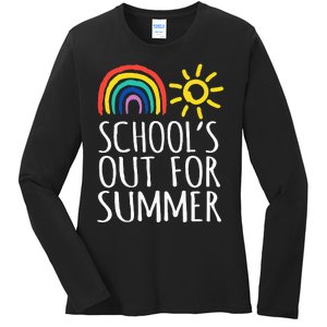 Retro Last Day Of School Schools Out For Summer Teacher Ladies Long Sleeve Shirt