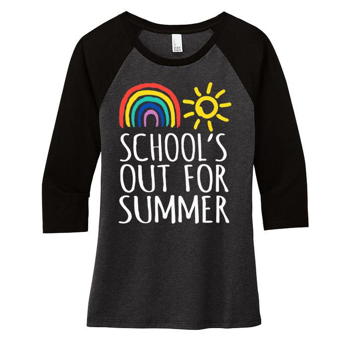 Retro Last Day Of School Schools Out For Summer Teacher Women's Tri-Blend 3/4-Sleeve Raglan Shirt