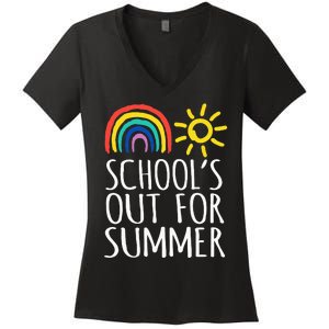 Retro Last Day Of School Schools Out For Summer Teacher Women's V-Neck T-Shirt