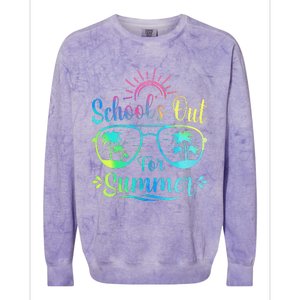 Retro Last Day Of School Schools Out Summer Teacher Colorblast Crewneck Sweatshirt