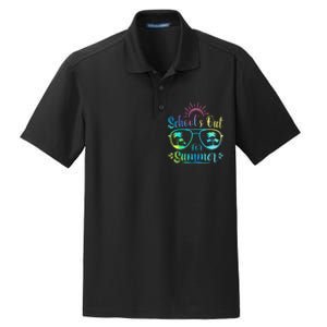 Retro Last Day Of School Schools Out Summer Teacher Dry Zone Grid Polo