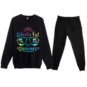 Retro Last Day Of School Schools Out Summer Teacher Premium Crewneck Sweatsuit Set