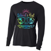 Retro Last Day Of School Schools Out Summer Teacher Cooling Performance Long Sleeve Crew