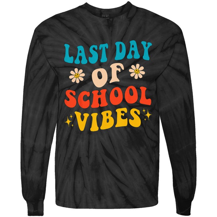 Retro Last Day Of School Schools Out Summer Teacher Tie-Dye Long Sleeve Shirt