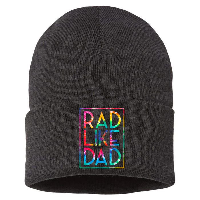 Rad Like Dad Tie Dye Funny Fathers Day Sustainable Knit Beanie