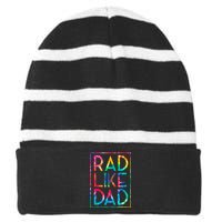 Rad Like Dad Tie Dye Funny Fathers Day Striped Beanie with Solid Band