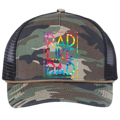 Rad Like Dad Tie Dye Funny Fathers Day Retro Rope Trucker Hat Cap