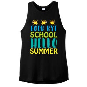 Retro Last Day of School Schools Out for Summer Teacher Ladies PosiCharge Tri-Blend Wicking Tank