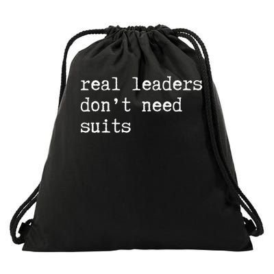 Real Leaders Dont Need Suits Support Ukraine Drawstring Bag