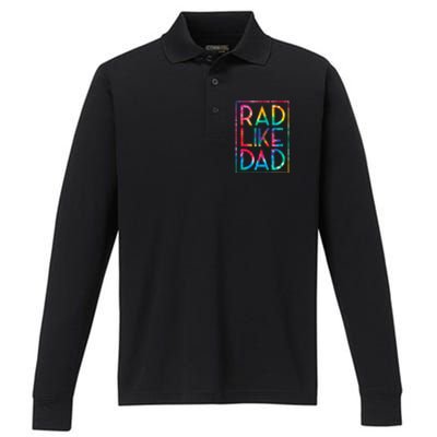 Rad Like Dad Tie Dye Funny Fathers Day Performance Long Sleeve Polo