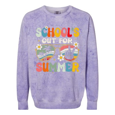 Retro Last Day Of School Schools Out For Summer Teacher Gift Colorblast Crewneck Sweatshirt