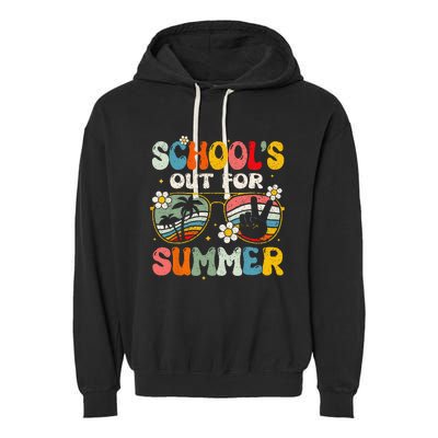 Retro Last Day Of School Schools Out For Summer Teacher Gift Garment-Dyed Fleece Hoodie