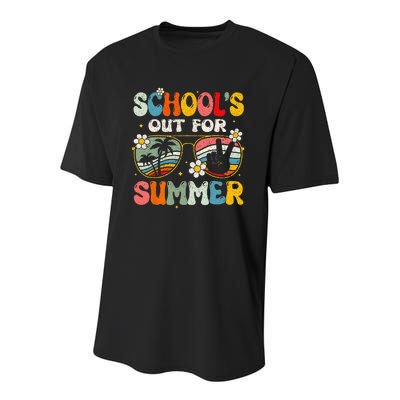 Retro Last Day Of School Schools Out For Summer Teacher Gift Youth Performance Sprint T-Shirt