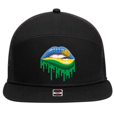 Rwanda Lips Dripping 7 Panel Mesh Trucker Snapback Hat