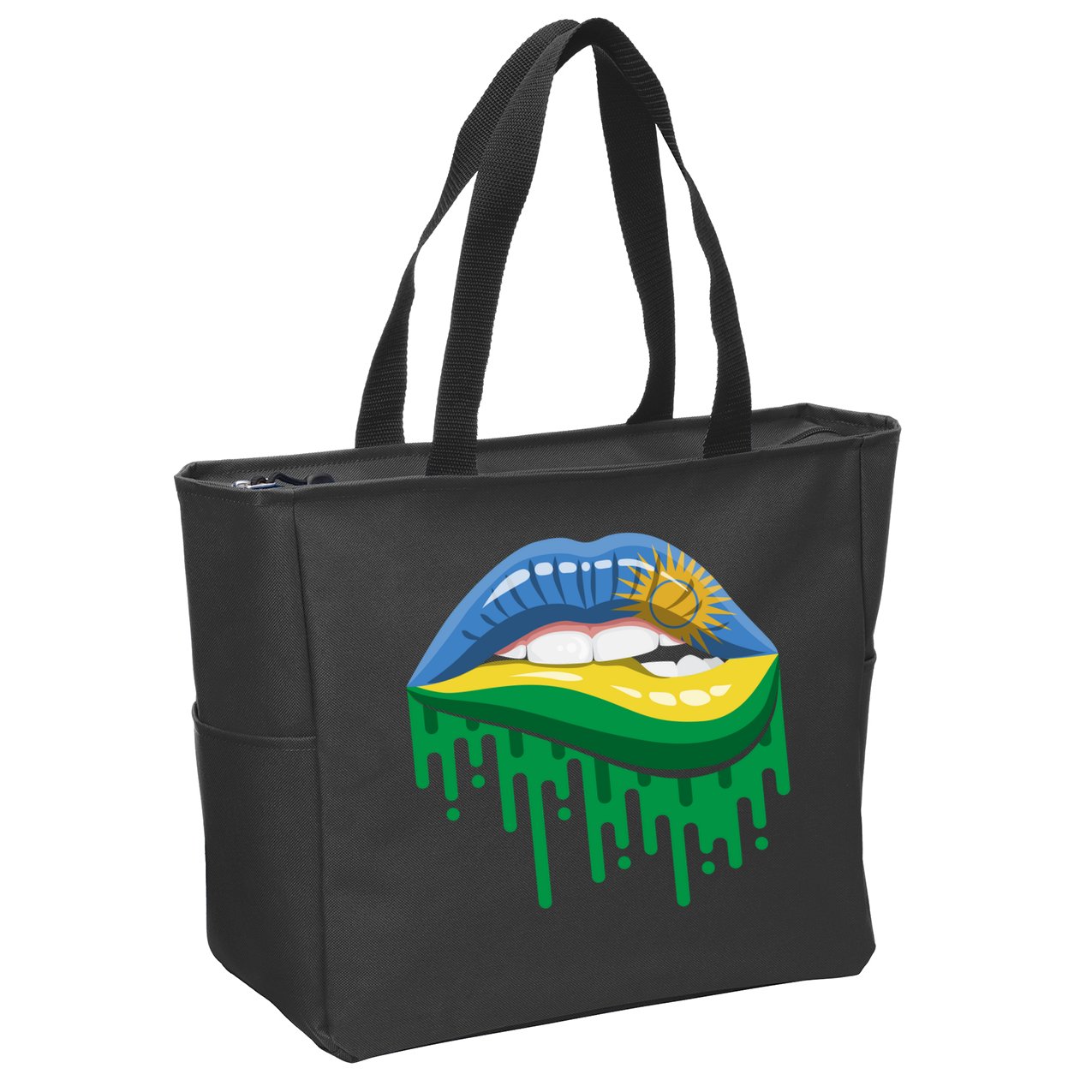 Rwanda Lips Dripping Zip Tote Bag