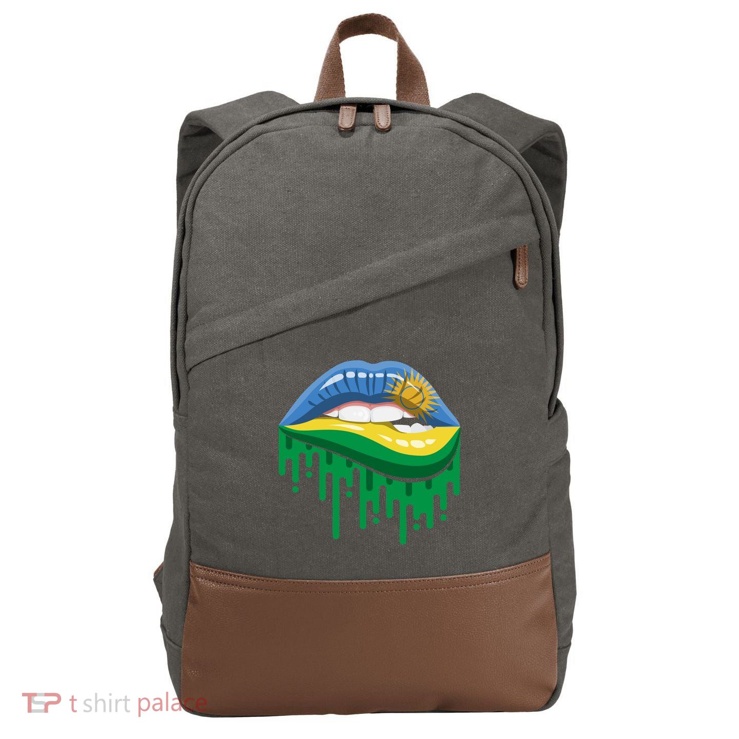 Rwanda Lips Dripping Cotton Canvas Backpack
