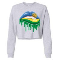 Rwanda Lips Dripping Cropped Pullover Crew