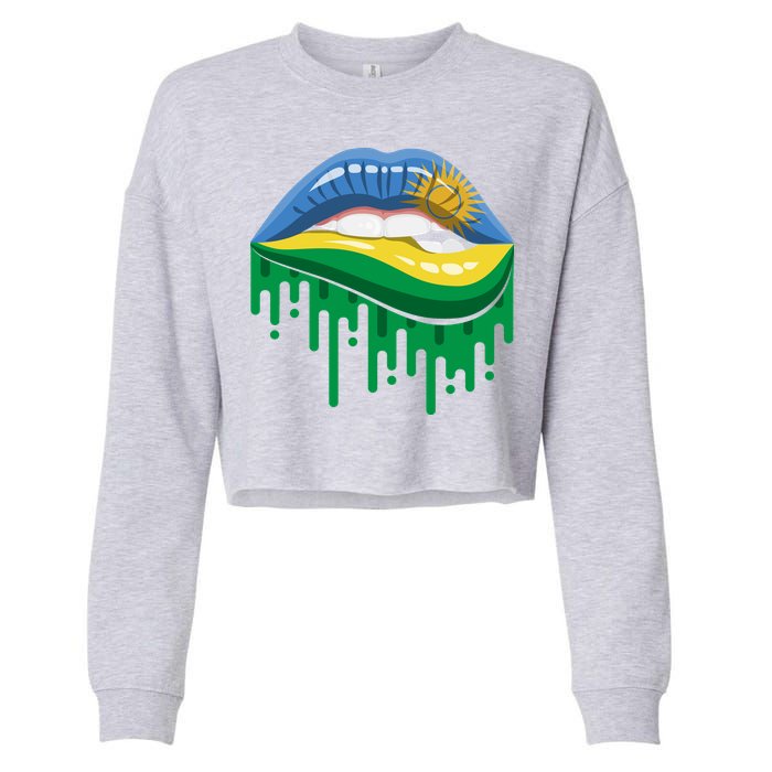 Rwanda Lips Dripping Cropped Pullover Crew