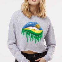 Rwanda Lips Dripping Cropped Pullover Crew