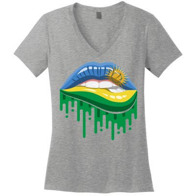 Rwanda Lips Dripping Women's V-Neck T-Shirt