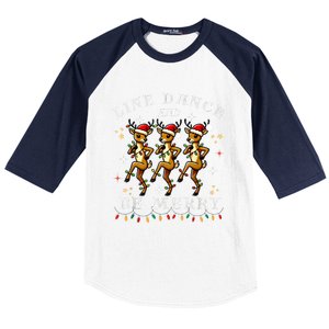 Reindeer Line Dance And Be Merry Christmas Festive Dancing Baseball Sleeve Shirt