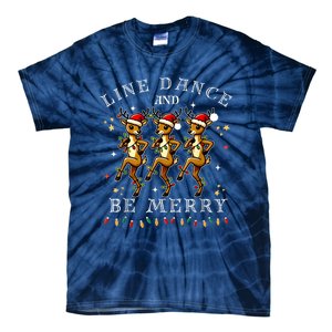 Reindeer Line Dance And Be Merry Christmas Festive Dancing Tie-Dye T-Shirt