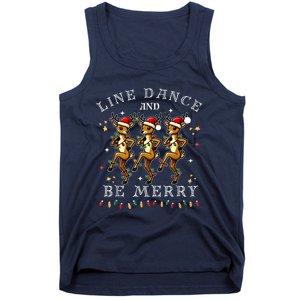 Reindeer Line Dance And Be Merry Christmas Festive Dancing Tank Top