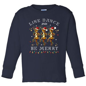 Reindeer Line Dance And Be Merry Christmas Festive Dancing Toddler Long Sleeve Shirt