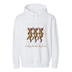 Reindeer Line Dance And Be Merry Christmas Festive Dancing Garment-Dyed Fleece Hoodie