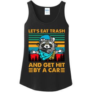 Racoon Let's Eat Trash And Get Hit By Car Ladies Essential Tank