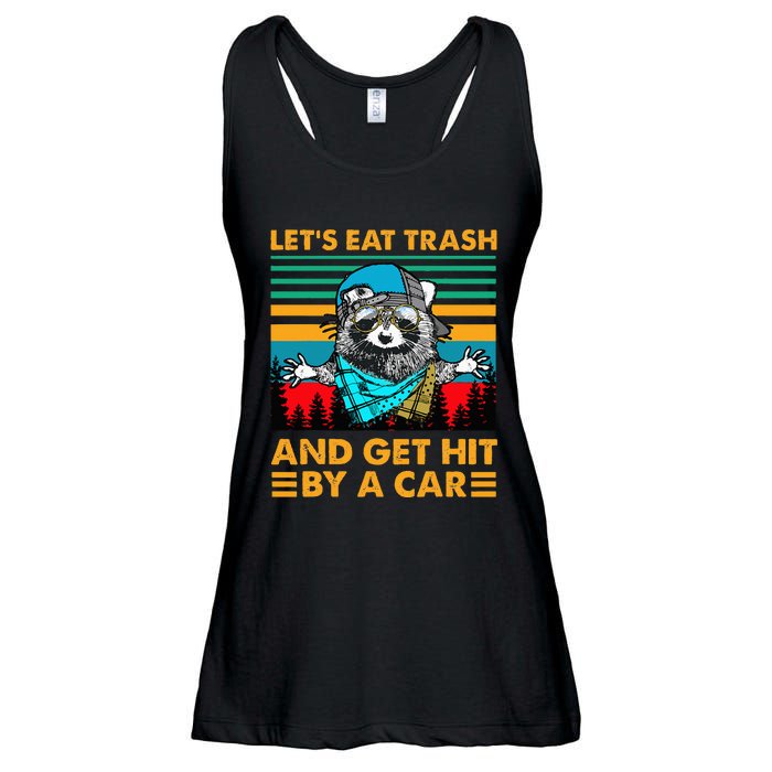 Racoon Let's Eat Trash And Get Hit By Car Ladies Essential Flowy Tank